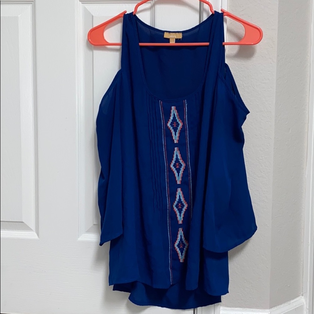 Blue Off the Shoulder Blouse